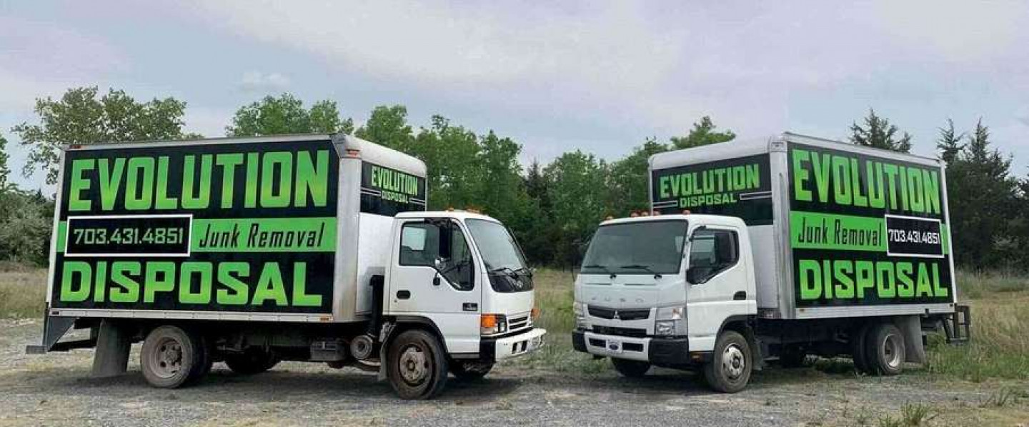 Junk removal service trucks in Winchester, Virginia.